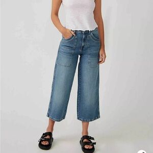 Free People We The Free Piper Mid-Rise Crop Wide-Leg Jeans